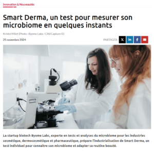 Byome Labs développe une solution pour adapter les soins cosmétiques au microbiome de chaque individu, réduisant ainsi les erreurs de choix de produits.